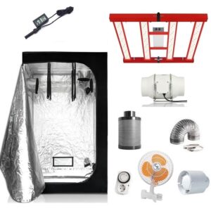 Kit Armario 100x100 LED 240W SMD, luces cultivo interior, panel LED espectro completo, armario cultivo eficiente.