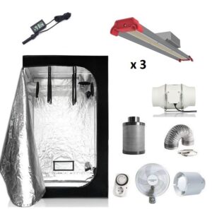 Kit Armario 120x120 LED SMD BARRA, incluye luces cultivo interior 150W, armario reflectante y accesorios cultivo.