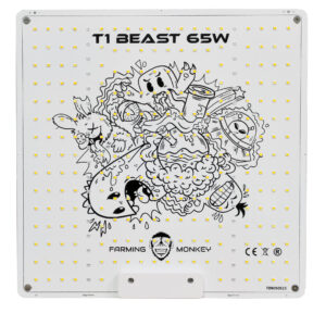 T1 Beast 65W panel LED cultivo interior, espectro 5000K y 3000K para germinación y floración en grow rooms.