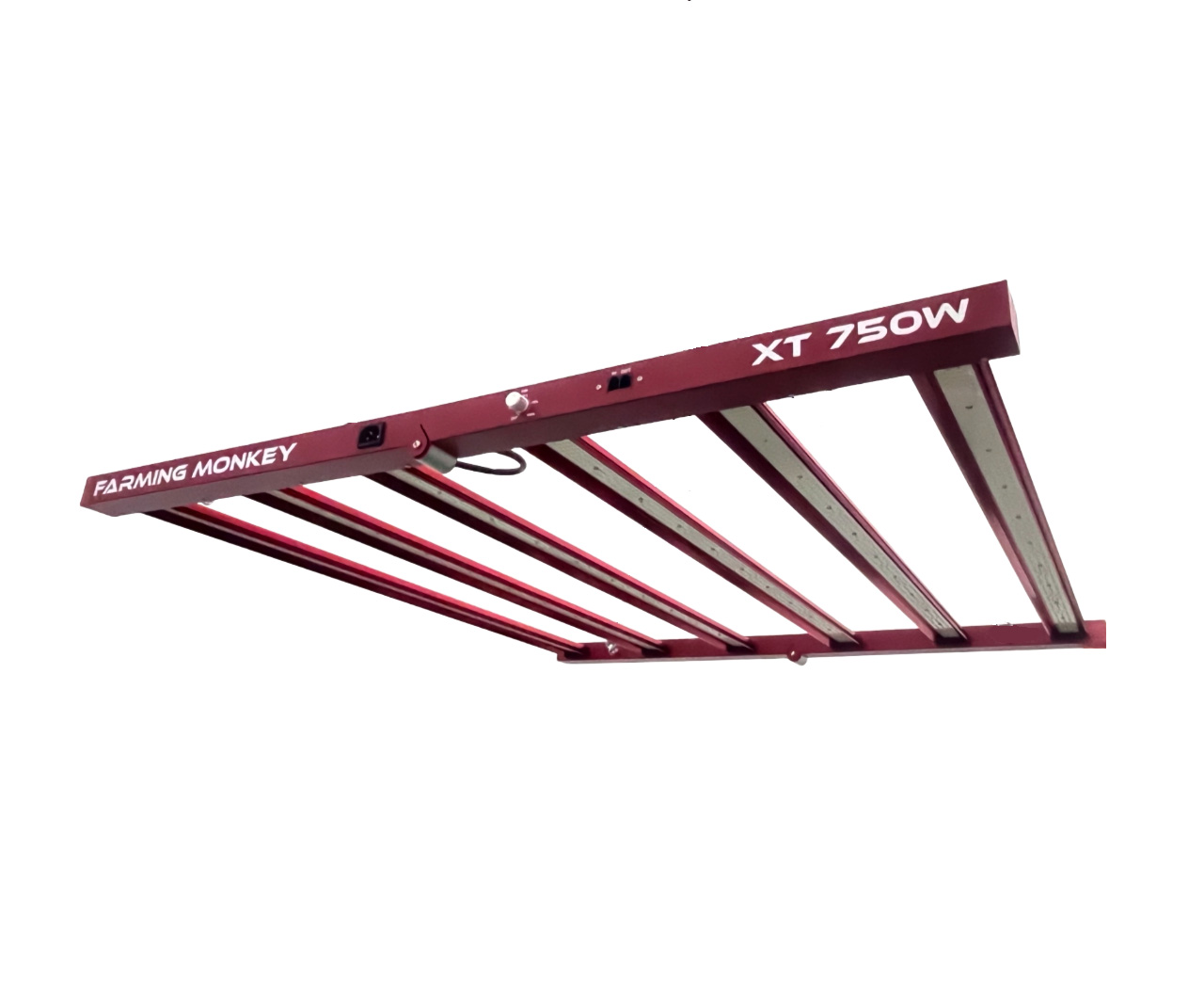 Luz grow LED FARMING MONKEY XT 750W, diodos Samsung, espectro completo para cultivo interior, panel rojo.