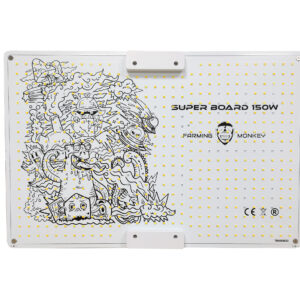 Super Board 150W panel LED para cultivo indoor, espectro completo 5000K-3000K, ideal para germinación y floración.