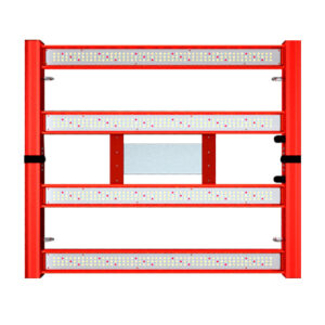 Kit Armario 80x80 LED 240W SMD, luces LED para cultivo indoor, estructura metálica roja, panel LED espectro completo.
