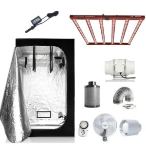 Kit Armario 120x120 XT750W con panel LED de espectro completo, armario de cultivo, luces cultivo interior.