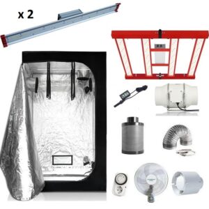 Kit Armario 150x150 LED SMD 240W + Barra 150W, luces cultivo indoor, grow light, panel led, armario cultivo completo.