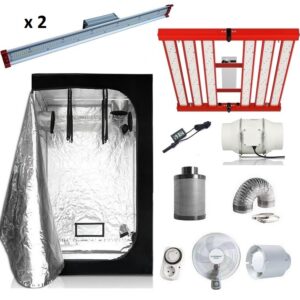 Kit Armario 150x150 LED SMD 320W + Barra 150W, luces cultivo interior, armario grow completo, horticultura indoor.