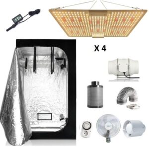Kit Armario 120x120 Super board 150W con LED cultivo, armario reflectante y accesorios para grow rooms.