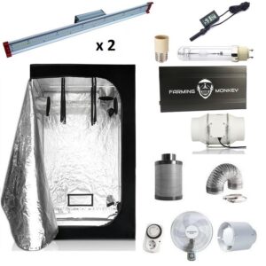 Kit Armario 150x150 LEC 315W con barra LED SMD 150W; luces cultivo interior, grow light, armario cultivo completo.