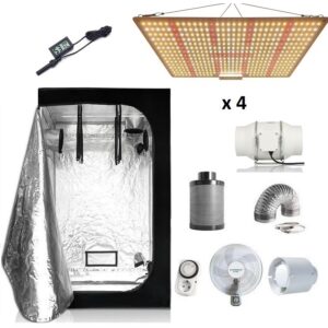 Kit Armario 150x150 Super board 100W con LED espectro completo, ideal para cultivo indoor eficiente y completo.