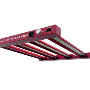 Proton SMD 240W panel LED para cultivo indoor, diodos Samsung, espectro completo rojo profundo 660nm.
