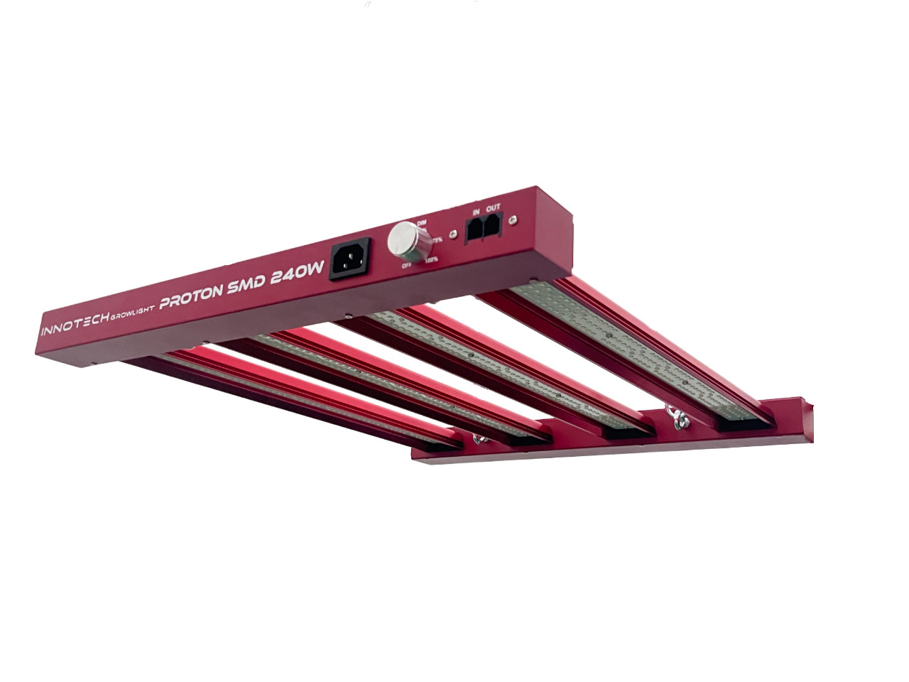 Proton SMD 240W panel LED para cultivo indoor, diodos Samsung, espectro completo rojo profundo 660nm.